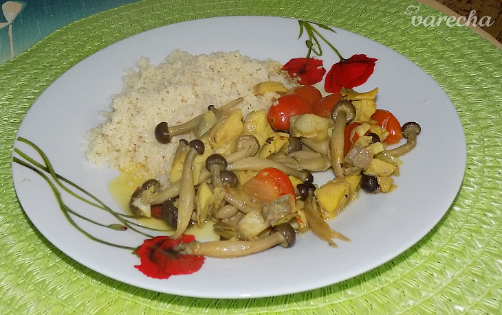 Treska s hubami shimeji (fotorecept)